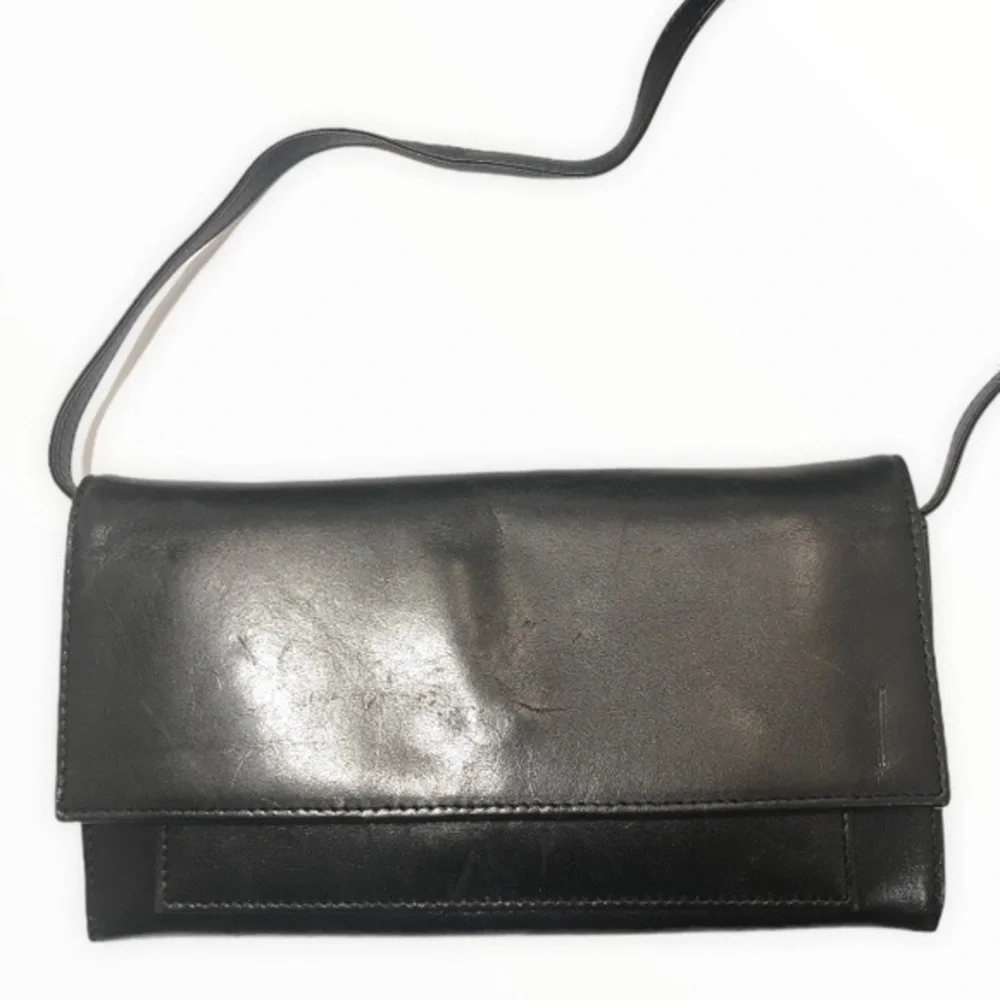J. Crew black leather organizer bag